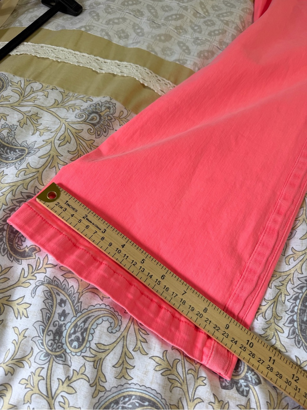 NWT Risen Jeans 1XL HOT Neon Coral Wide Leg Crop Pants High Rise Plus Size - Picture 8 of 10